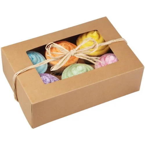 350gsm Kraft Box Cupcake Packaging Box Pastry Boxes 6 Pack