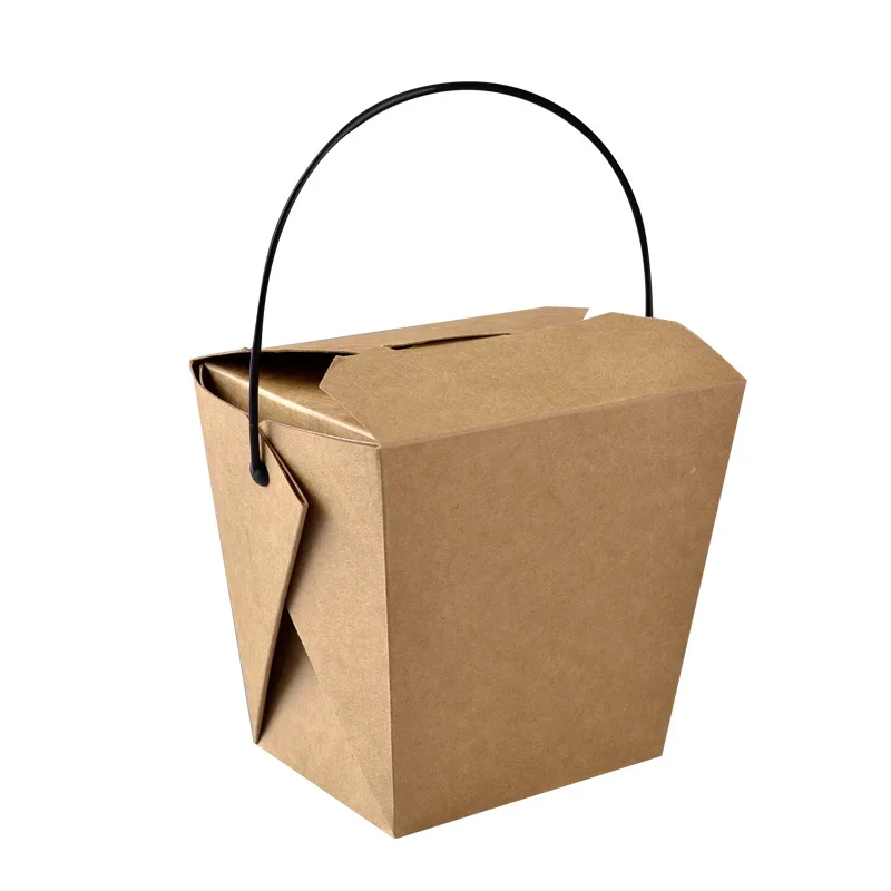Customized Ramen Noodle Box Chinese Food Noodle Takeout Paper Box Takeaway with Plastic Handle - 1