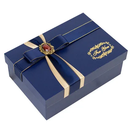 New Blue Gift Box with Ribbon