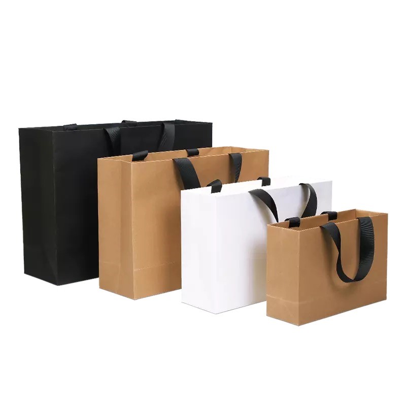 Custom Ribbon Handle Gift Paper Bags 