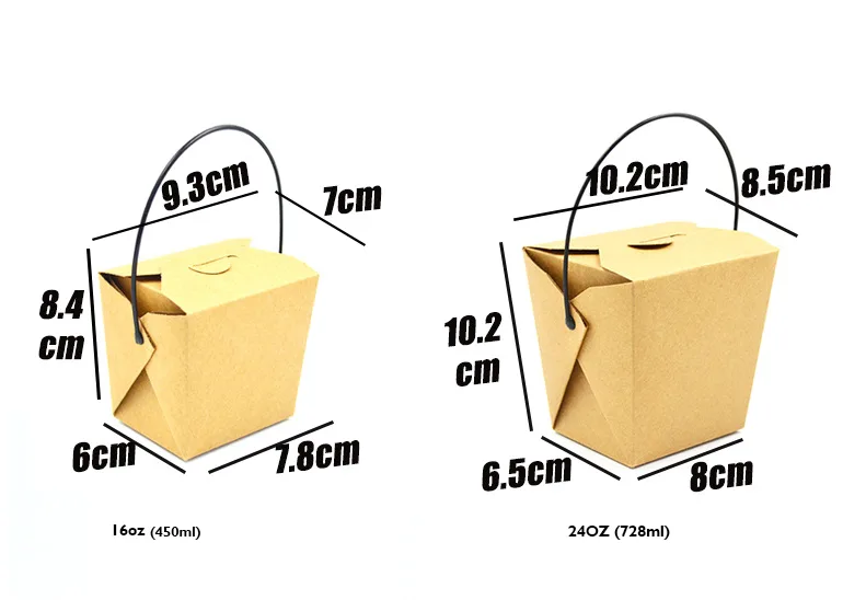 Customized Ramen Noodle Box Chinese Food Noodle Takeout Paper Box Takeaway with Plastic Handle - 5