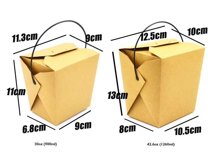 Customized Ramen Noodle Box Chinese Food Noodle Takeout Paper Box Takeaway with Plastic Handle - 6