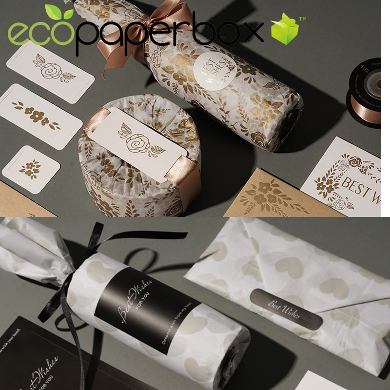Custom printed folding eco tissue paper for gift box bespoke wrapping paper