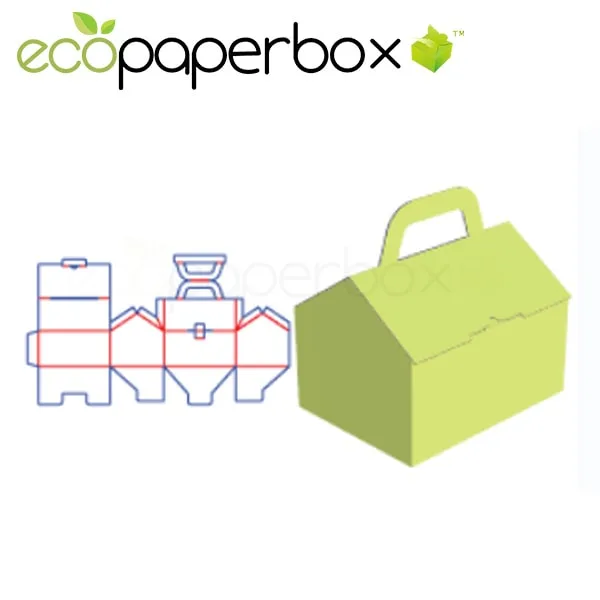 Hand-Held Lock-Back Box House Shape Portable Lock Bottom Box Shape-Shaped Box Packaging Food Pa Ecosd00047-L059