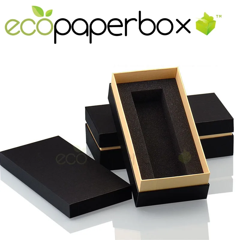 Black Rigid Cardboard Gift Box for A Wine Bottle and Glass from China - 1