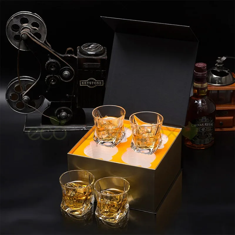 Black Rigid Cardboard Gift Box for A Wine Bottle and Glass from China - 5