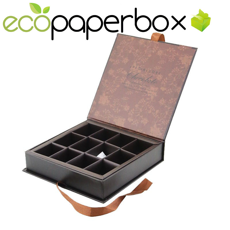 Custom Rigid Gift Packaging Empty Boxes of Chocolates UK market with insert
