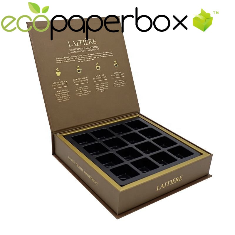 Custom Rigid Gift Packaging Empty Boxes of Chocolates UK market with insert
