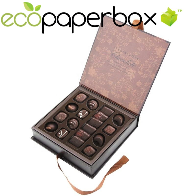 Custom Rigid Gift Packaging Empty Boxes of Chocolates UK market with insert