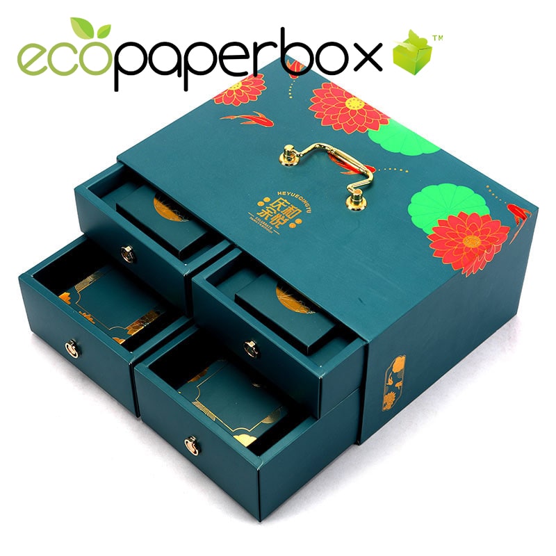 Luxury custom rigid paper Mid-Autumn festival moon cake mooncake gift box packaging  boxes