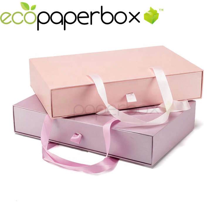 Custom Sliding Rigid Box Pull out Drawer Style Rigid Gift Box with handle