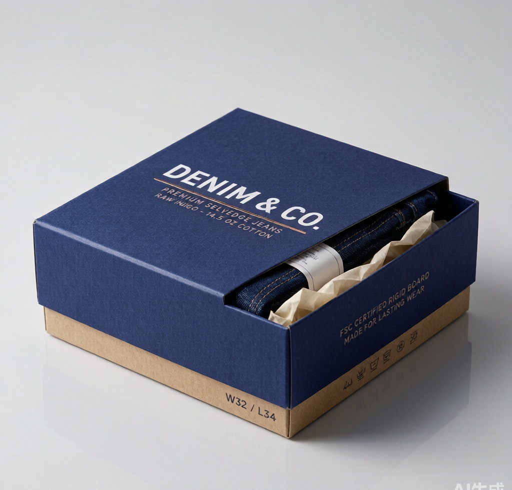 Custom Jeans Box Rigid Denim Apparel Packaging