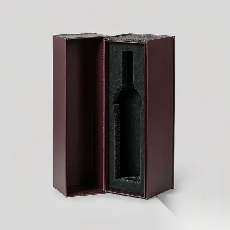Custom Printed Single Bottle Wine Gift Box with Foam Insert - 2