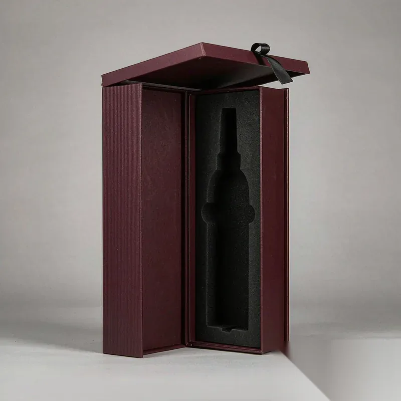 Custom Printed Single Bottle Wine Gift Box with Foam Insert - 3