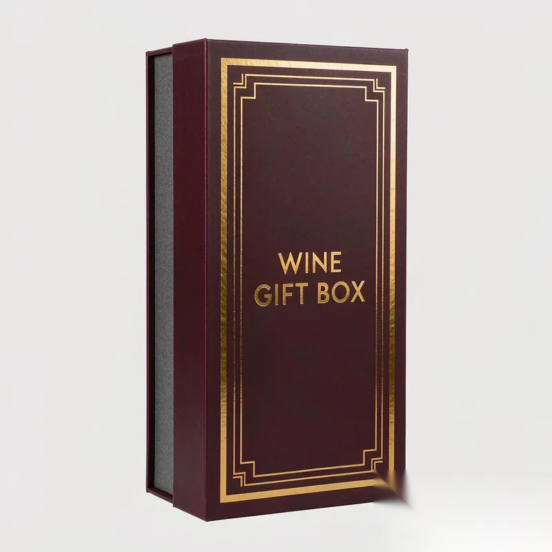 Custom Printed Single Bottle Wine Gift Box with Foam Insert - 1
